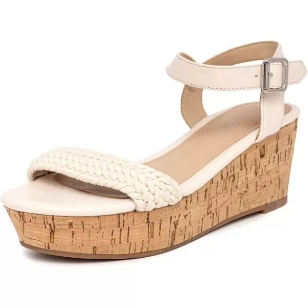 Nautica Womens Platform Wedge Sandals Fashion Ankle Strap Lightweight Cushioned Casual Beach Sandal  Lightweight  ComfortableCream