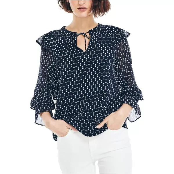 Nautica Womens Printed SplitNeck TopNavy Seas