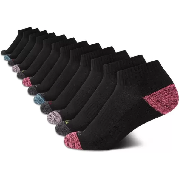 Nautica Womens Quarter Cut Moisture Control Athletic Socks with Cushioned Comfort 12 PackBlack Assorted