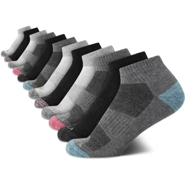 Nautica Womens Quarter Cut Moisture Control Athletic Socks with Cushioned Comfort 12 PackGreyBlack