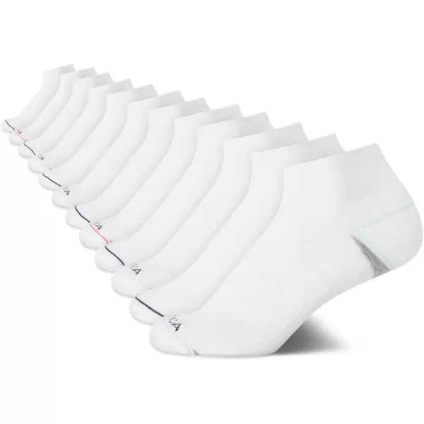 Nautica Womens Quarter Cut Moisture Control Athletic Socks with Cushioned Comfort 12 PackWhite Out