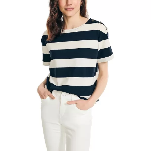 Nautica Womens Rugby Striped TopMarshmallow