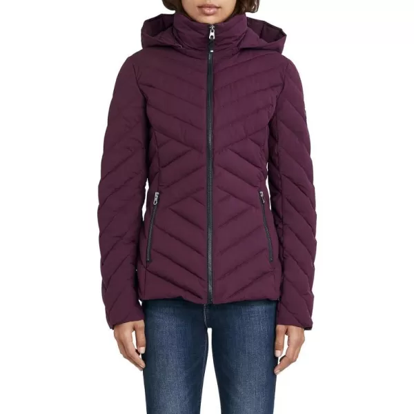 Nautica Womens Short Stretch Lightweight Puffer Jacket with Removeable HoodVintage Purple Tulip