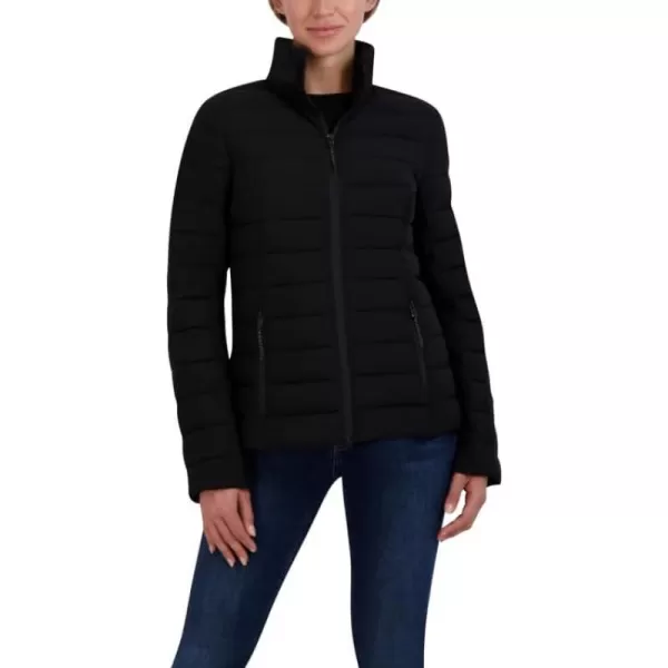 Nautica Womens Short Stretch Packable Jacket with HoodBlack