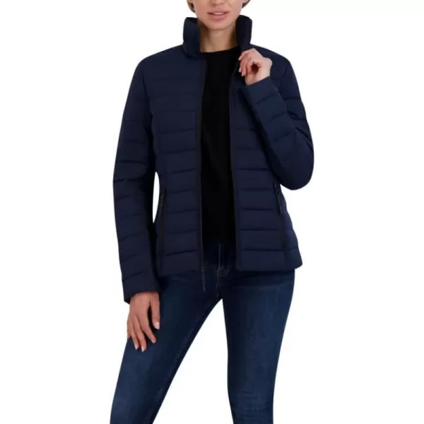 Nautica Womens Short Stretch Packable Jacket with HoodNavy Seas