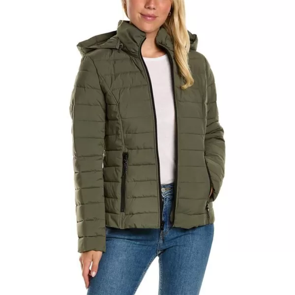 Nautica Womens Short Stretch Packable Jacket with HoodSage