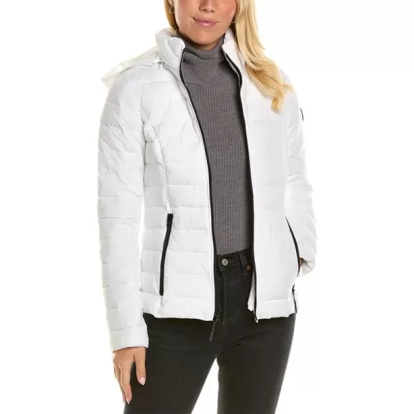 Nautica Womens Short Stretch Packable Jacket with HoodWinter White