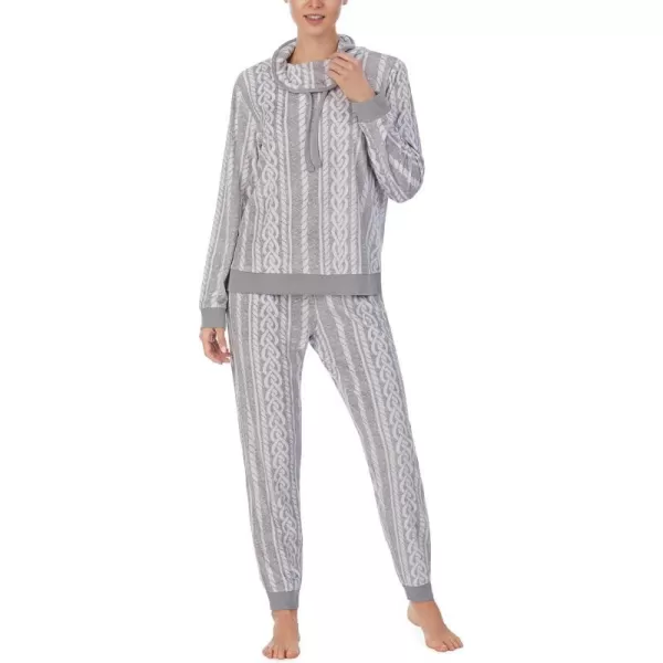 Nautica Womens Sleepwear CableKnit Pattern Long Sleeve and Pant Pajama SetCable Knit