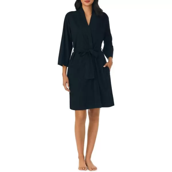 Nautica Womens Sleepwear Cotton Jersey Knit Robe Regular and Plus SizeBlack