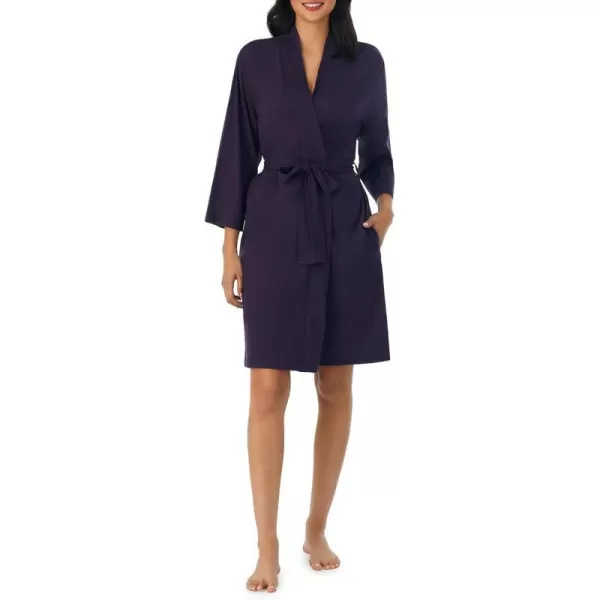 Nautica Womens Sleepwear Cotton Jersey Knit Robe Regular and Plus SizeEggplant