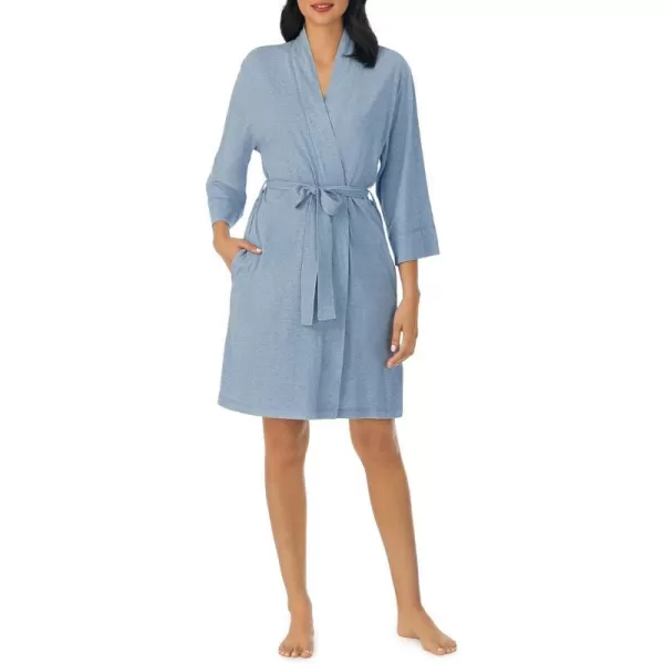 Nautica Womens Sleepwear Cotton Jersey Knit Robe Regular and Plus SizeHeather Blue