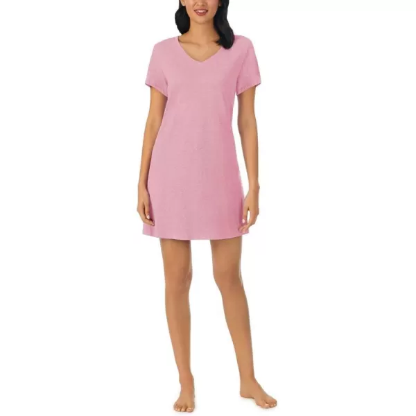 Nautica Womens Sleepwear Cotton Jersey Knit VNeck Sleep Shirt Dress Regular and Plus SizeHeather Pink