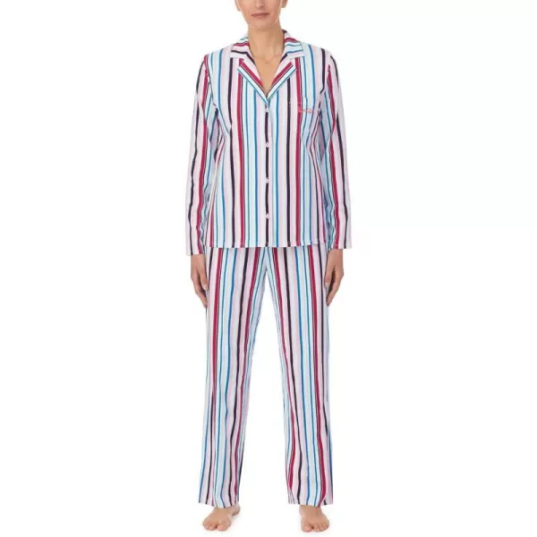 Nautica Womens Sleepwear Long Sleeve Button Down Shirt and Pant 2Piece Pajama SetMulticolored