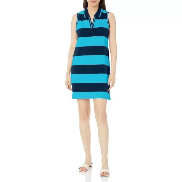 Nautica Womens Sleeveless Rugby Stripe Polo DressNavy Seas