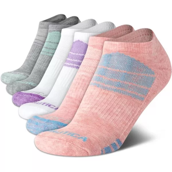 Nautica Womens Socks  Athletic Cushion Low Cut Socks 6 PackPink Assorted