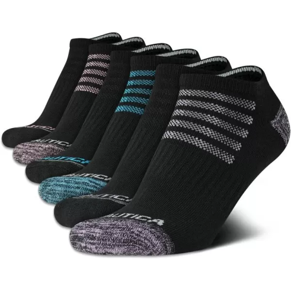 Nautica Womens Socks  Athletic Cushion Low Cut Socks 6 PackPure Black