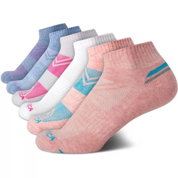 Nautica Womens Socks  Athletic Cushion Quarter Cut Socks 6 PackPink Heather Assorted