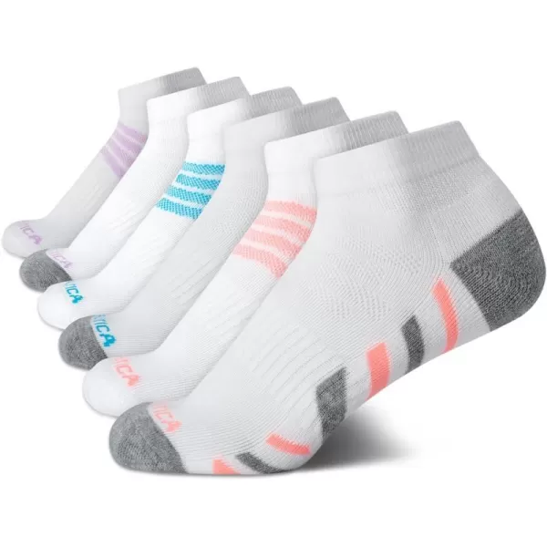 Nautica Womens Socks  Athletic Cushion Quarter Cut Socks 6 PackWhite Stripe