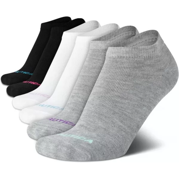 Nautica Womens Socks  Lightweight Athletic Low Cut Socks 6 PackGreyWhiteBlack