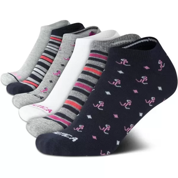 Nautica Womens Socks  Lightweight Athletic Low Cut Socks 6 PackNavy Assorted