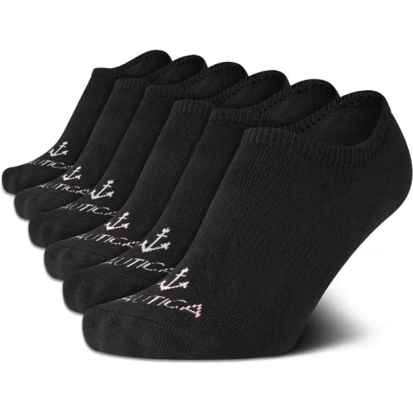 Nautica Womens Socks  No Show Cuff Liners 6 PackBlack Logo