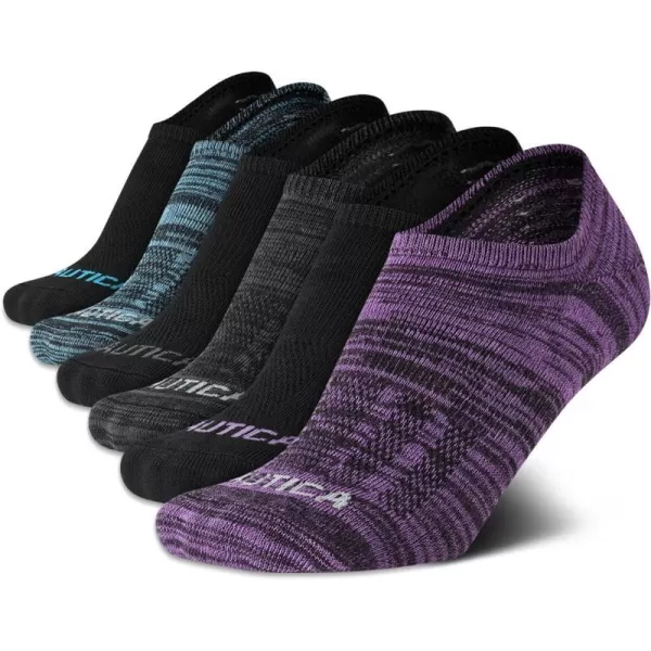 Nautica Womens Socks  No Show Cuff Liners 6 PackPurpleBlack