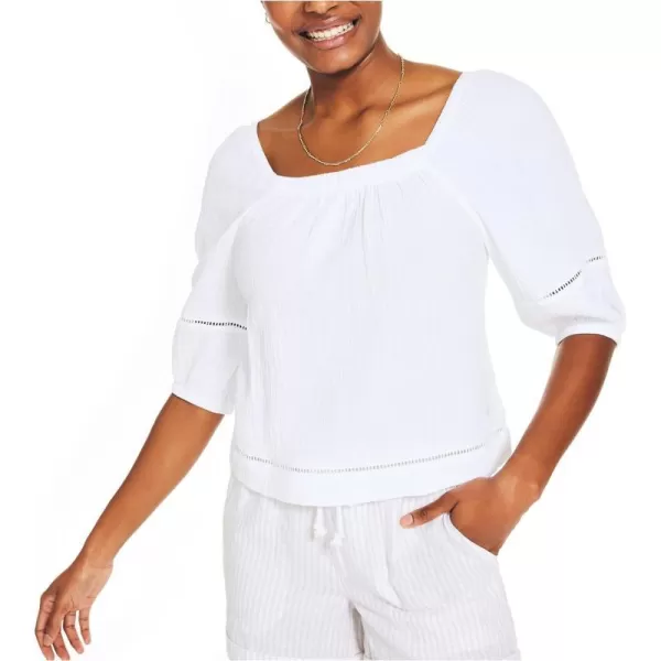 Nautica Womens SquareNeck TopBright White