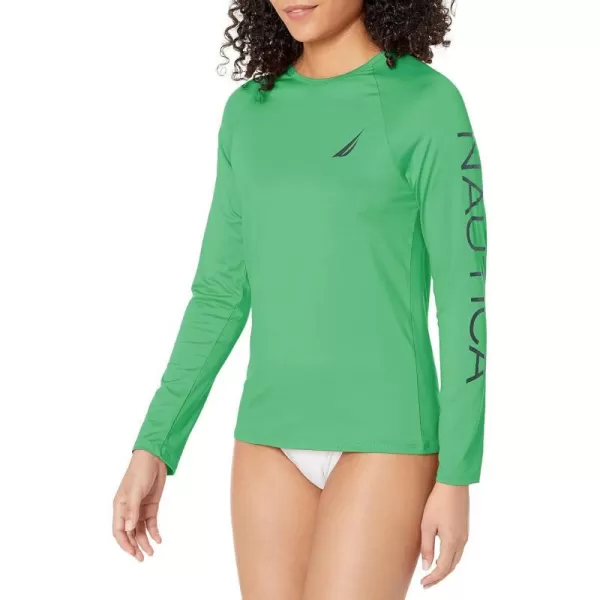 Nautica Womens Standard Long Sleeve Rashguard UPF 30 Uv Sun Protection Swim ShirtPrep Green