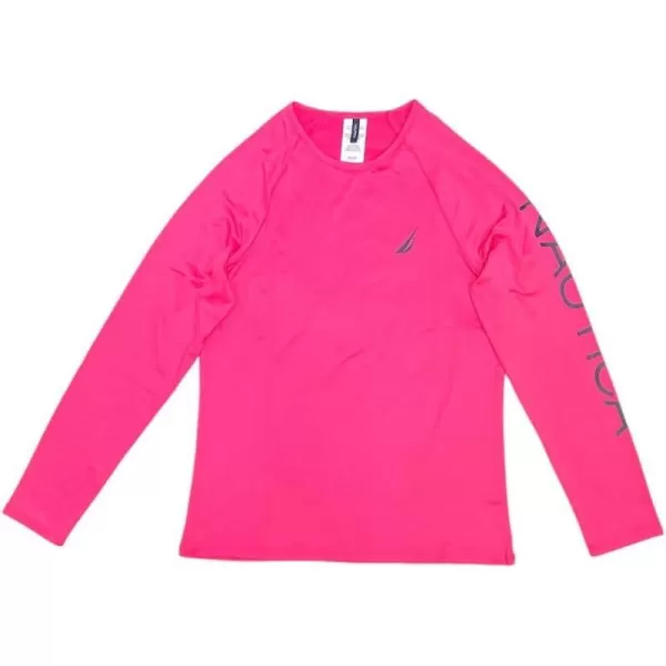 Nautica Womens Standard Long Sleeve Rashguard UPF 30 Uv Sun Protection Swim ShirtSolid Pink