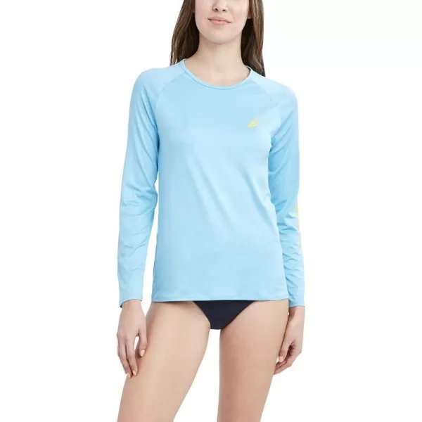 Nautica Womens Standard Long Sleeve Rashguard UPF 30 Uv Sun Protection Swim ShirtTwilight Blue