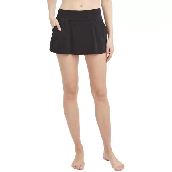 Nautica Womens Standard MidRise Core Flattering Wide Waistband Swim SkirtBlack