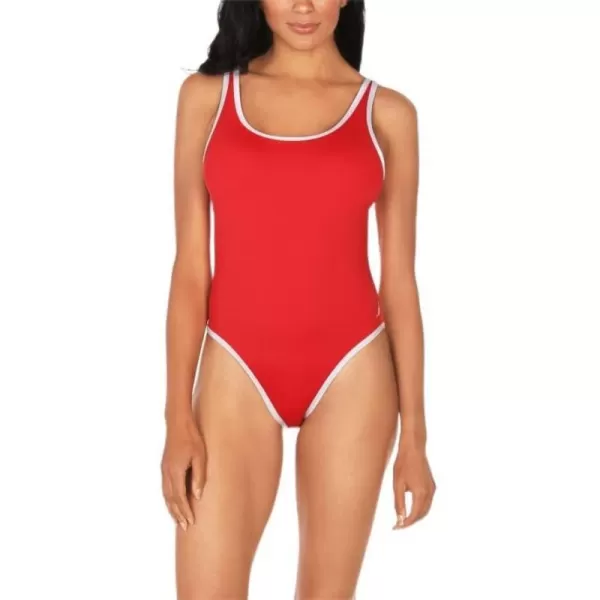 Nautica Womens Standard One Piece Swimsuit Binding Mio Tummy Control Quick Dry Removable Cup Adjustable Strap Bathing SuitRed