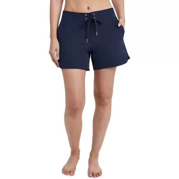 Nautica Womens Standard Solid 4 12 Core Stretch Boardshort with Adjustable Waistband CordDeep Sea