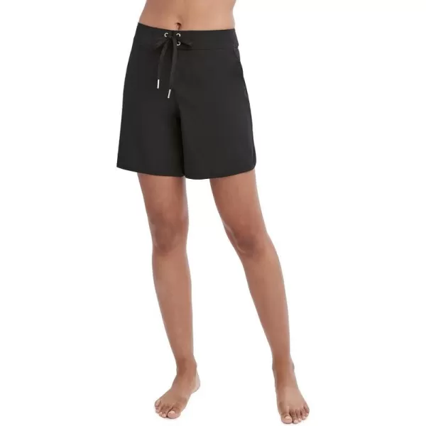 Nautica Womens Standard Solid 9 Core Stretch Boardshort with Adjustable Waistband CordBlack