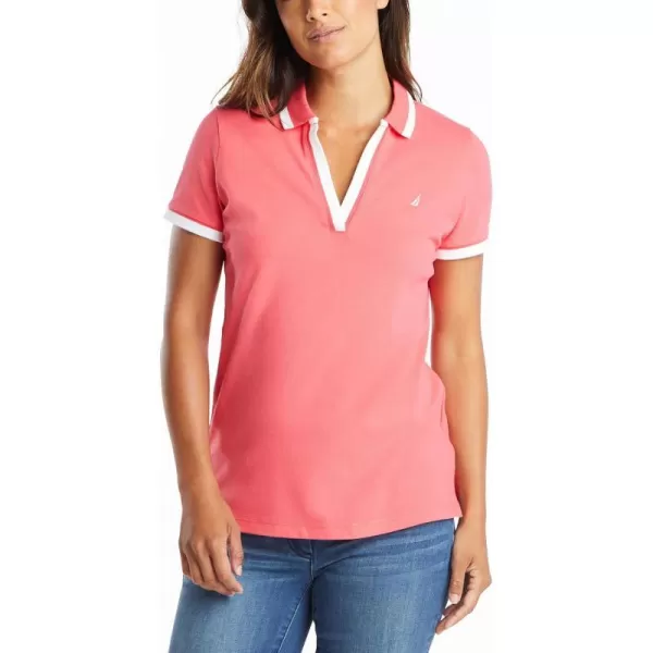 Nautica Womens Stretch Cotton Polo ShirtRouge Pink