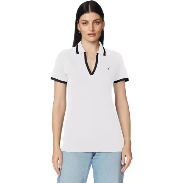 Nautica Womens Stretch Cotton Polo ShirtWhite