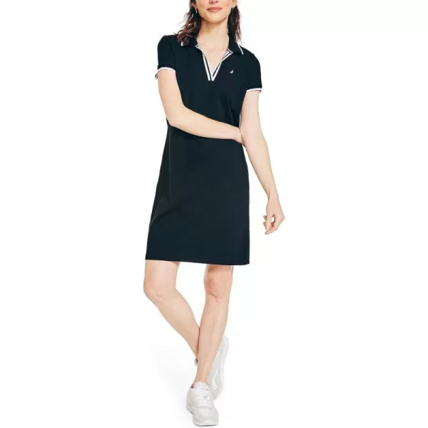 Nautica Womens Sustainably Crafted Ocean Polo DressTrue Black