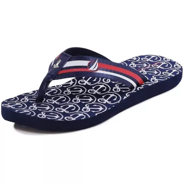 Nautica Womens Thong Strap Sandal FlipFlop Boat SlideNavy Anchor Print