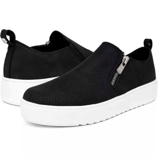 Nautica Womens Zipper SlipOn Oxford Sneakers LowTop Fashion Sneakers for Casual WalkingBlack