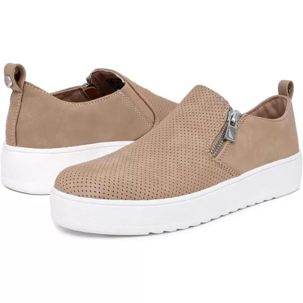 Nautica Womens Zipper SlipOn Oxford Sneakers LowTop Fashion Sneakers for Casual WalkingTaupe