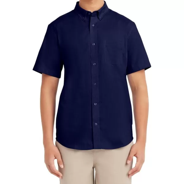 Nautica Young Mens Uniform Short Sleeve Performance Oxford ButtonDown ShirtNavy