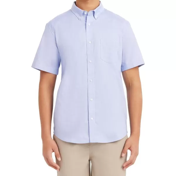 Nautica Young Mens Uniform Short Sleeve Performance Oxford ButtonDown ShirtOx Blue