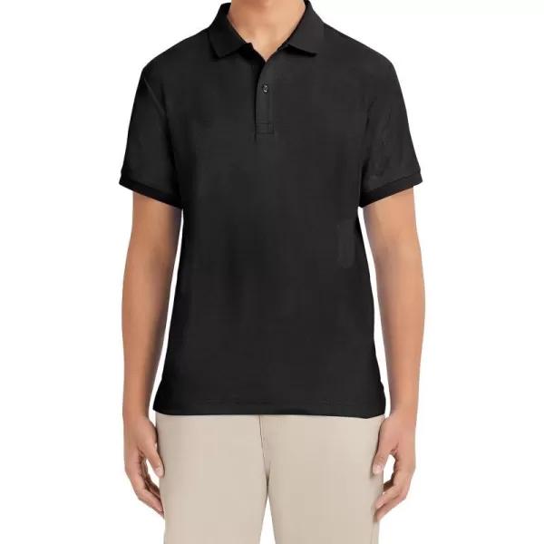 Nautica Young Mens Uniform Short Sleeve Stretch Pique PoloBlack