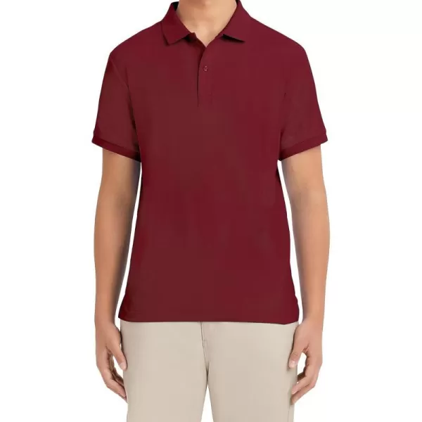 Nautica Young Mens Uniform Short Sleeve Stretch Pique PoloBurgundy