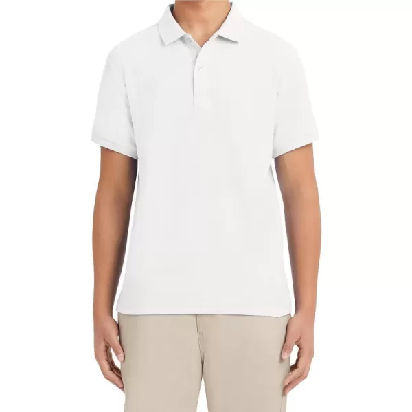 Nautica Young Mens Uniform Short Sleeve Stretch Pique PoloWhite