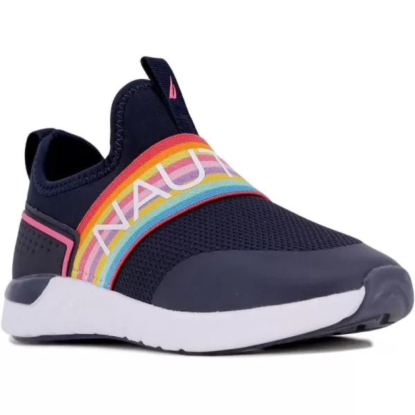 Nautica Youth Girls SlipOn Athletic Sneakers  Stylish Running and Tennis Shoes for Little and Big KidsAlois Saganavy Rainbow Elastic