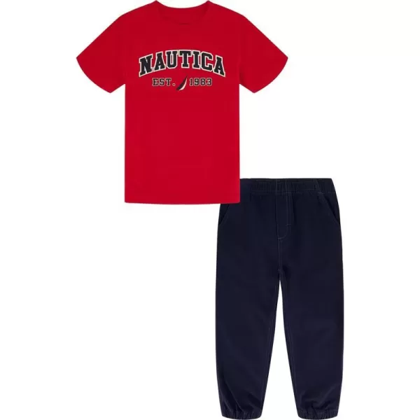 Nautica babyboys 2 Piece TeeWoven Pant SetCherry  Navy