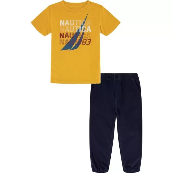 Nautica babyboys 2 Piece TeeWoven Pant SetKids SetsGold  Navy