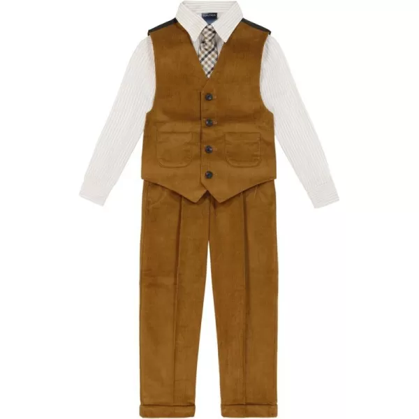 Nautica boys 4piece Vest Set With Dress Shirt Tie Vest and PantsAntique Bronze Corduroy