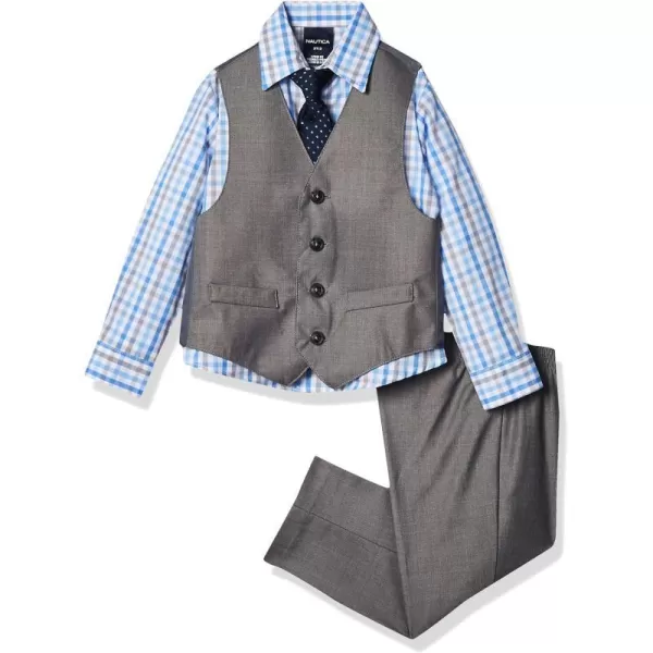 Nautica boys 4piece Vest Set With Dress Shirt Tie Vest and PantsLight Gray